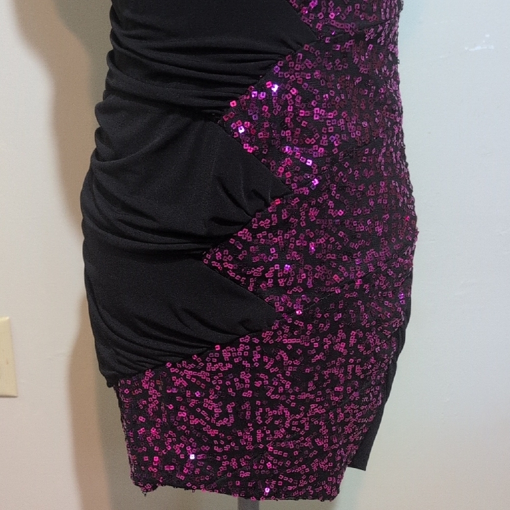 Deb Black and Pink Strapless Sequin Cocktail Dress - Picture 3 of 6